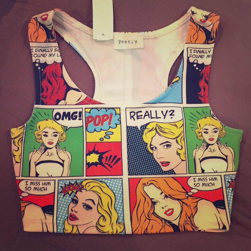 NWT comic crop/bra top
